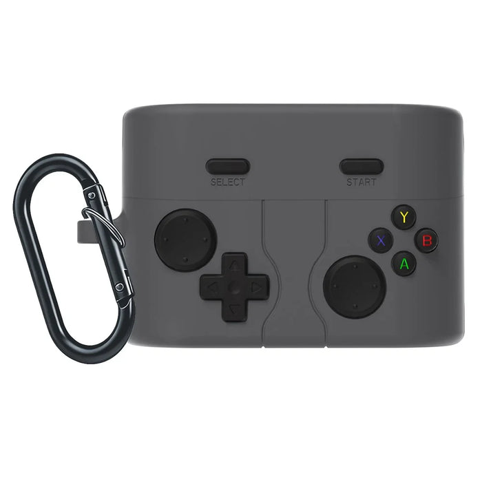 Creative Game Controller Design Case for Sony WF-1000XM6 Liquid Silicone Protective Cover with Carabiner Clip - Dark Grey - 1