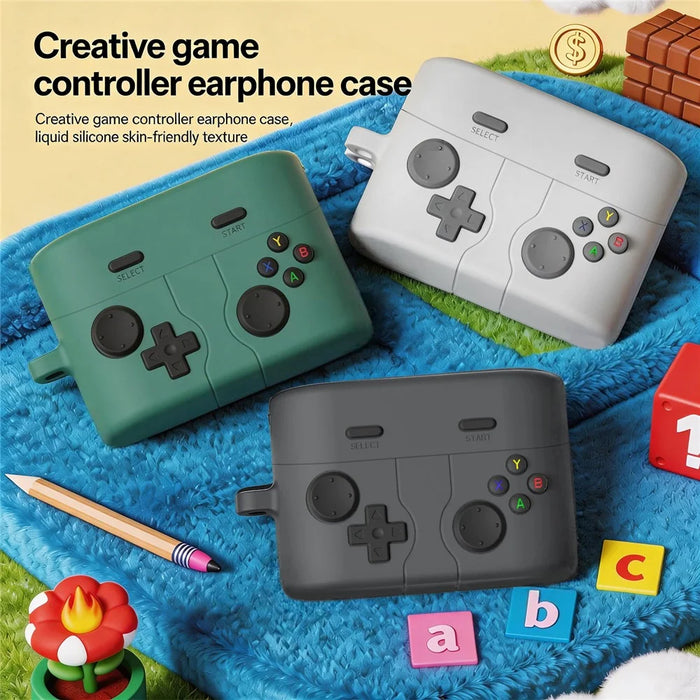 Creative Game Controller Design Case for Sony WF-1000XM6 Liquid Silicone Protective Cover with Carabiner Clip - Dark Grey - 2
