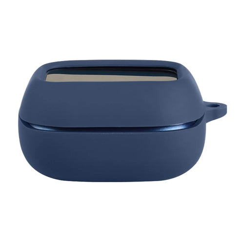 For JBL Live Buds 4 / Live Beam 4 / Live Flex 4 Earbuds Silicone Case Anti-Drop Protective Cover with Hanging Buckle - Dark Blue - 1