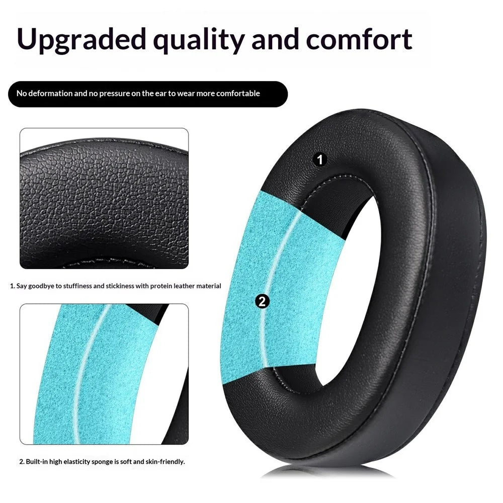 2Pcs Ear Pads for Sony MDR-1000X  /  WH-1000XM2 Headphones Protein Leather Memory Foam Replacement Cushions - 2