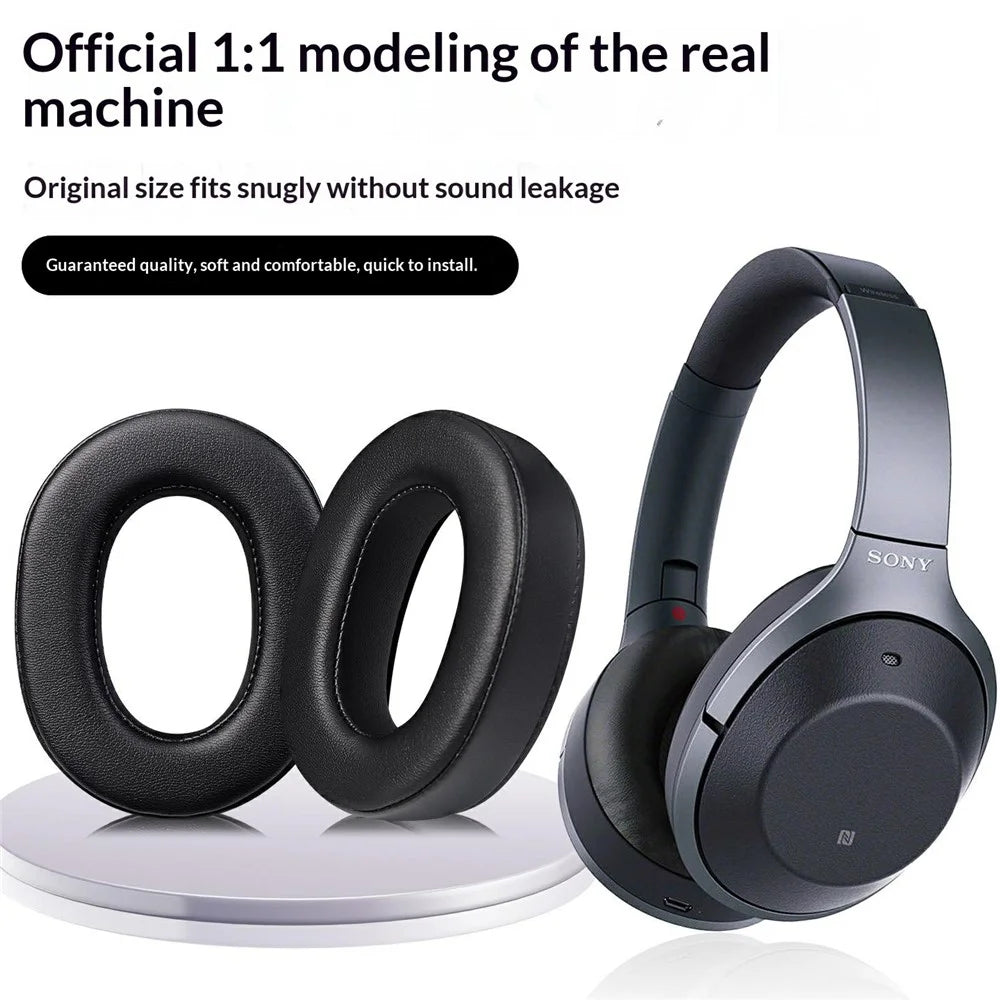 2Pcs Ear Pads for Sony MDR-1000X  /  WH-1000XM2 Headphones Protein Leather Memory Foam Replacement Cushions - 3