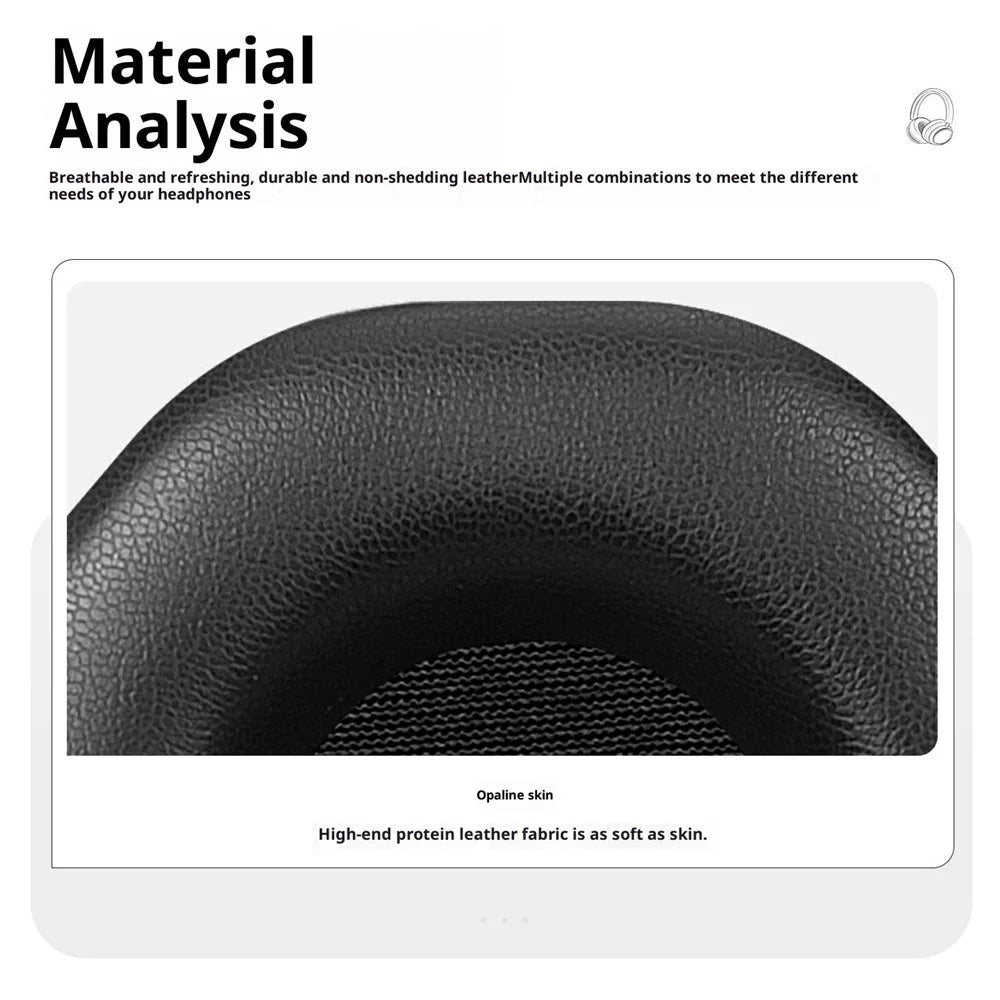 1 Pair Replacement Ear Pads for Edifier G5 Max Headset Protein Leather Breathable Mesh Foam Cushions - Black - 4