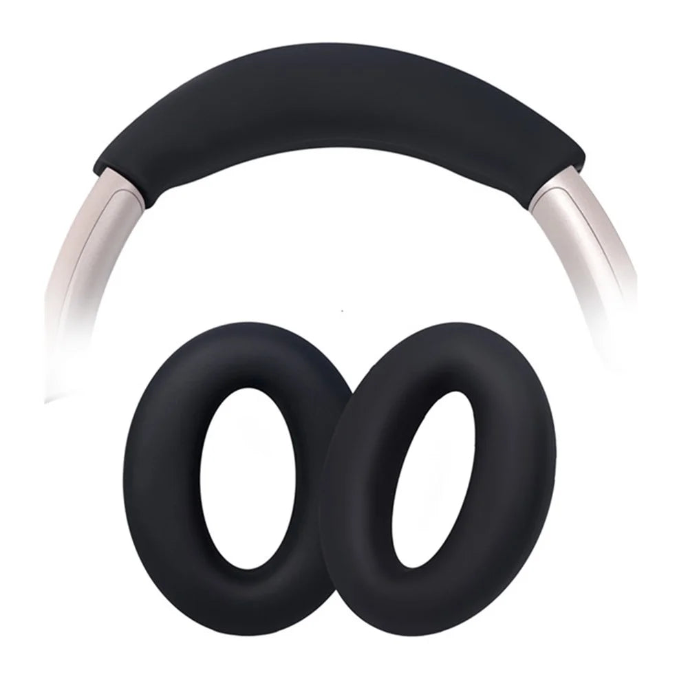 Silicone Headphone Ear Pad Covers Set for Sony MDR-1000X  /  WH-1000XM2 Earpads Protective Sleeve Comfort Cushion Kit - Black - 1