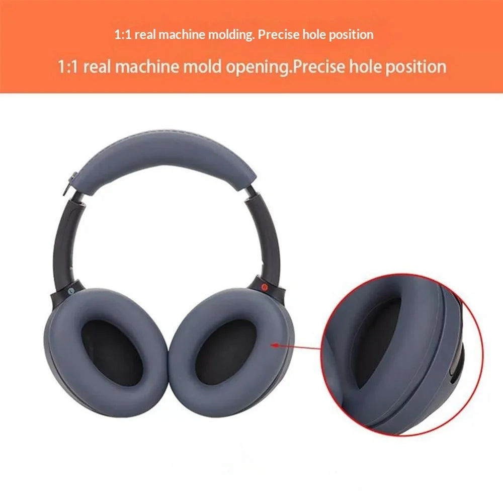 1 Pair Silicone Protective Ear Pads Cover for Sony WH-1000XM3  /  XM4 Headphones Cover Soft Ear Pads Case - Dark Blue - 2