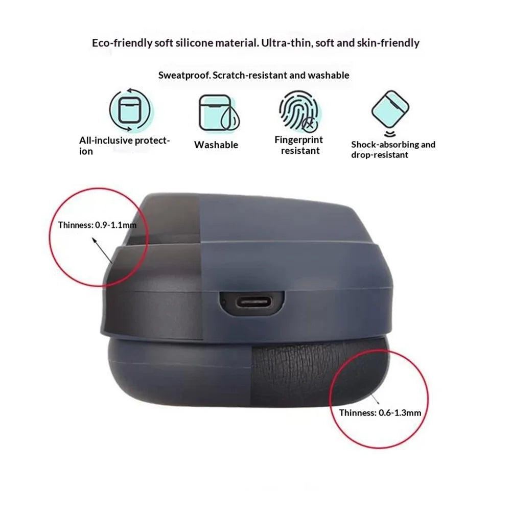 1 Pair Silicone Protective Ear Pads Cover for Sony WH-1000XM3  /  XM4 Headphones Cover Soft Ear Pads Case - Dark Blue - 4