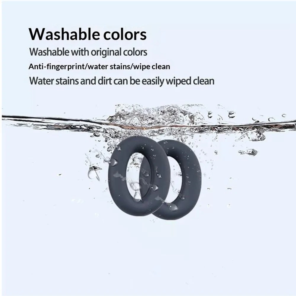1 Pair Silicone Protective Ear Pads Cover for Sony WH-1000XM3  /  XM4 Headphones Cover Soft Ear Pads Case - Dark Blue - 6