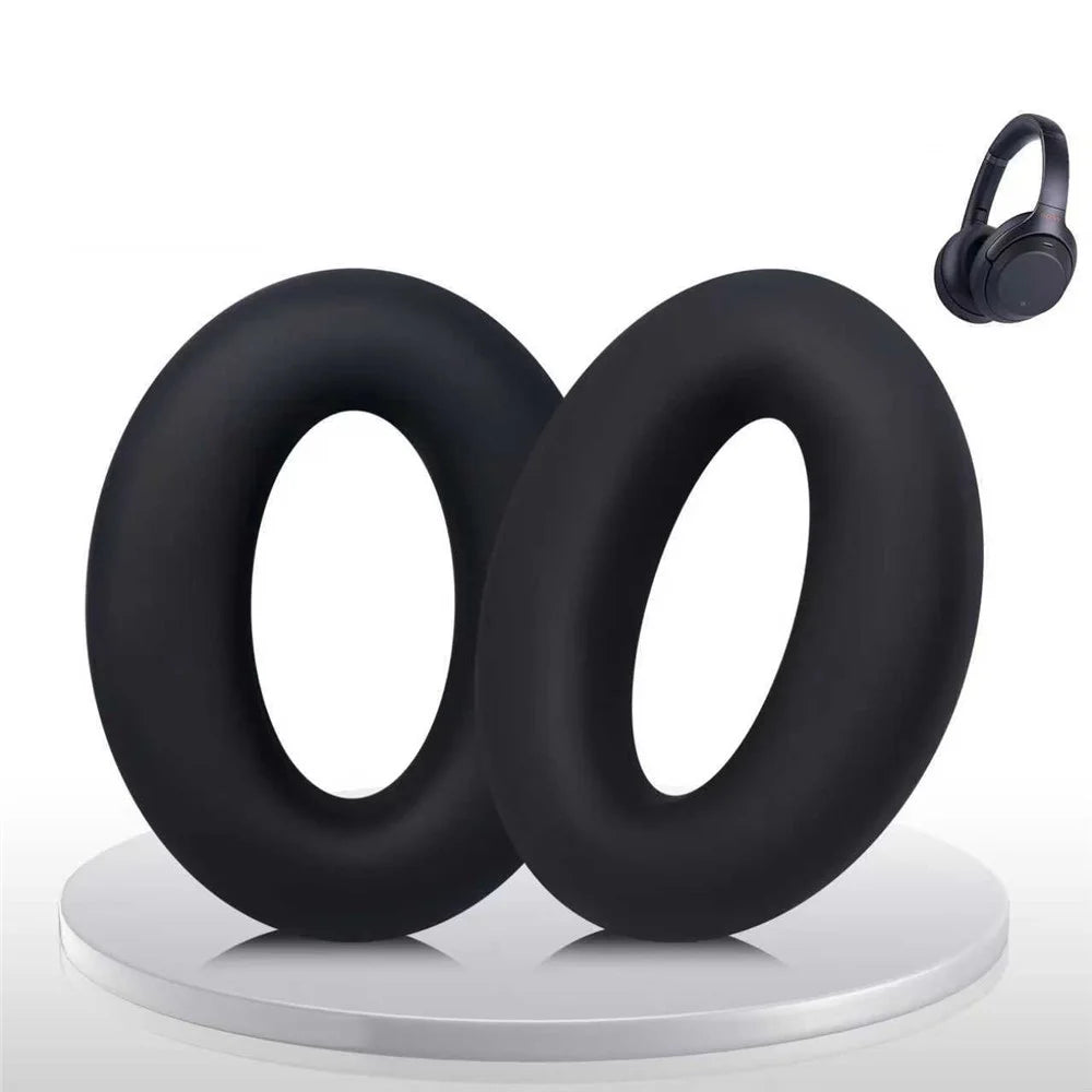 1 Pair Silicone Ear Cushion Covers for Sony MDR-1000X  /  WH-1000XM2 Headphones Protective Sleeves Soft Replacement Earpads - Black - 2