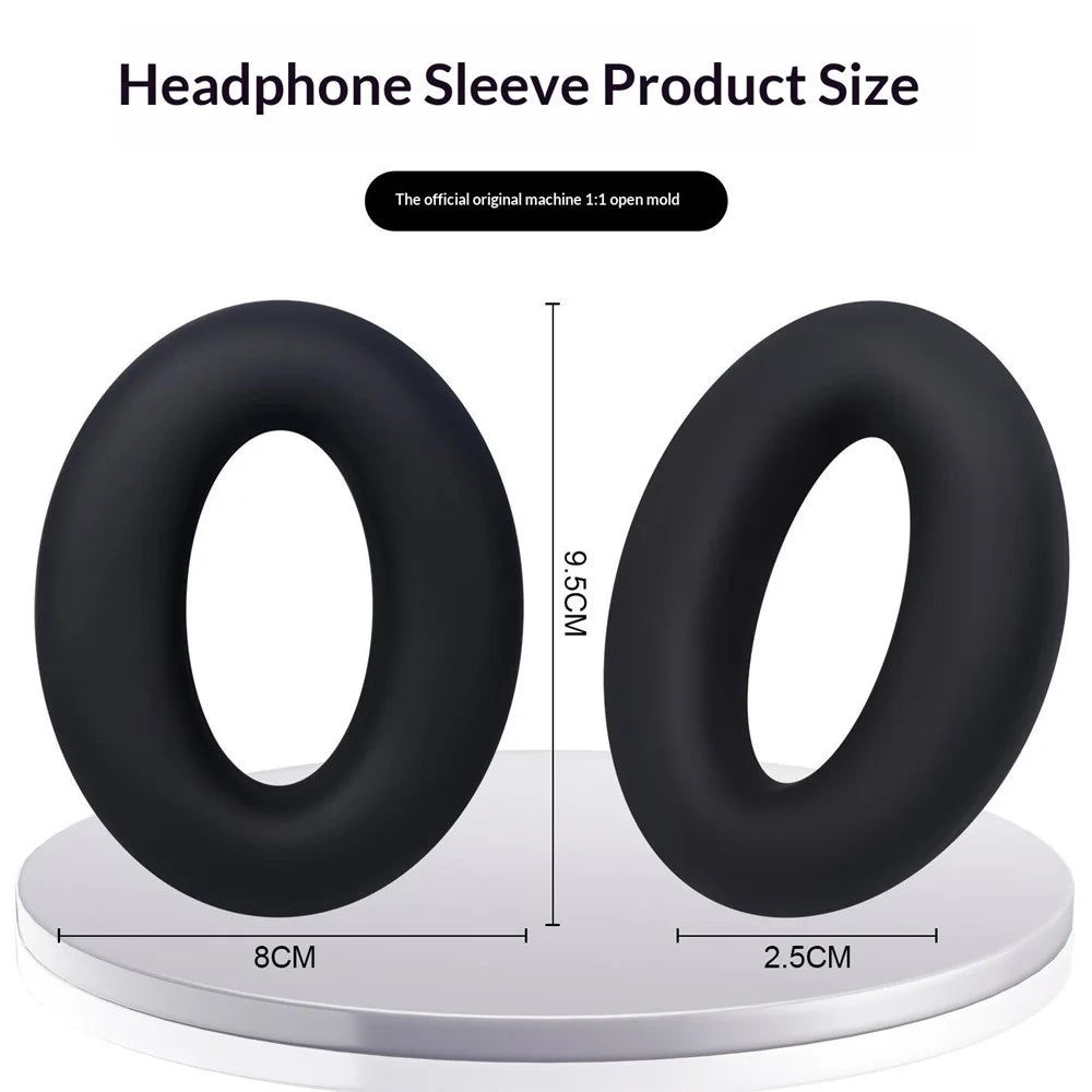 1 Pair Silicone Ear Cushion Covers for Sony MDR-1000X  /  WH-1000XM2 Headphones Protective Sleeves Soft Replacement Earpads - Black - 6