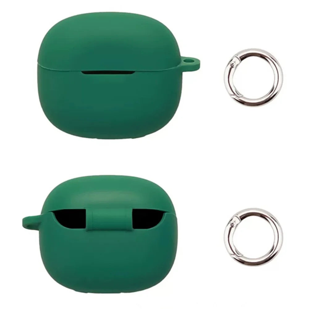 For Xiaomi Redmi Buds 8 Silicone Case Wireless Earbuds Protective Cover with Anti-Lost Buckle - Blackish Green - 3