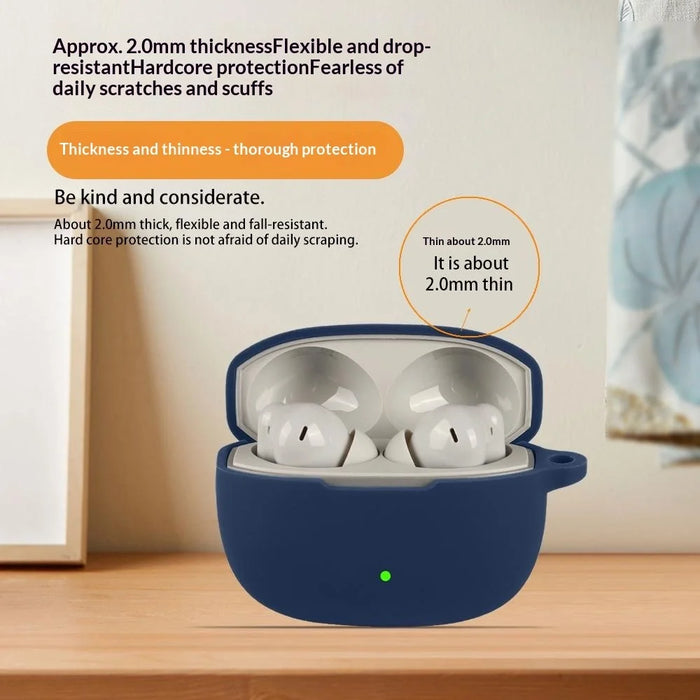 For OnePlus Buds Ace 3 Silicone Case Wireless Earbuds Protective Cover with Anti-Lost Buckle - Dark Blue - 5