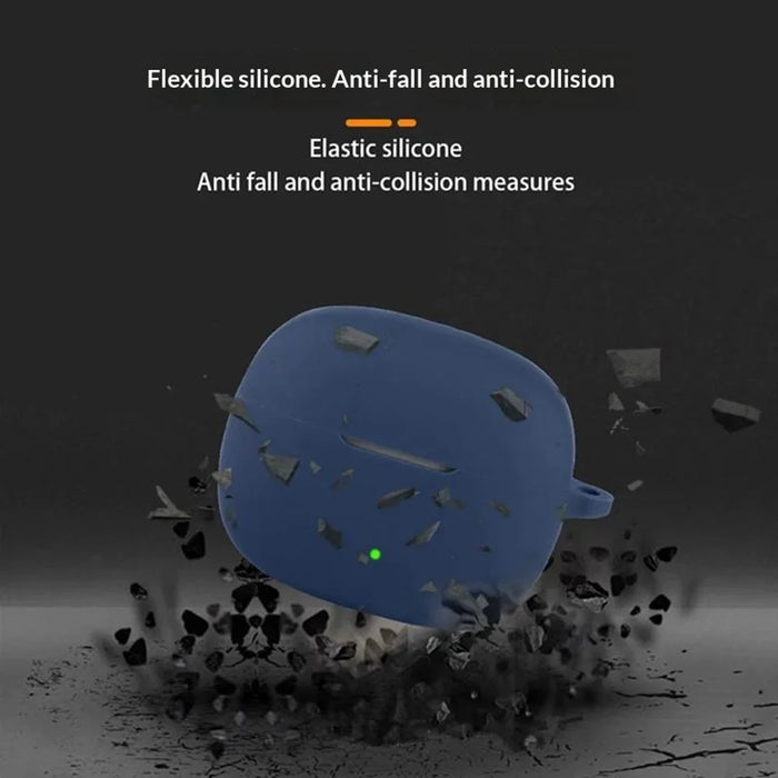 For OnePlus Buds Ace 3 Silicone Case Wireless Earbuds Protective Cover with Anti-Lost Buckle - Dark Blue - 6