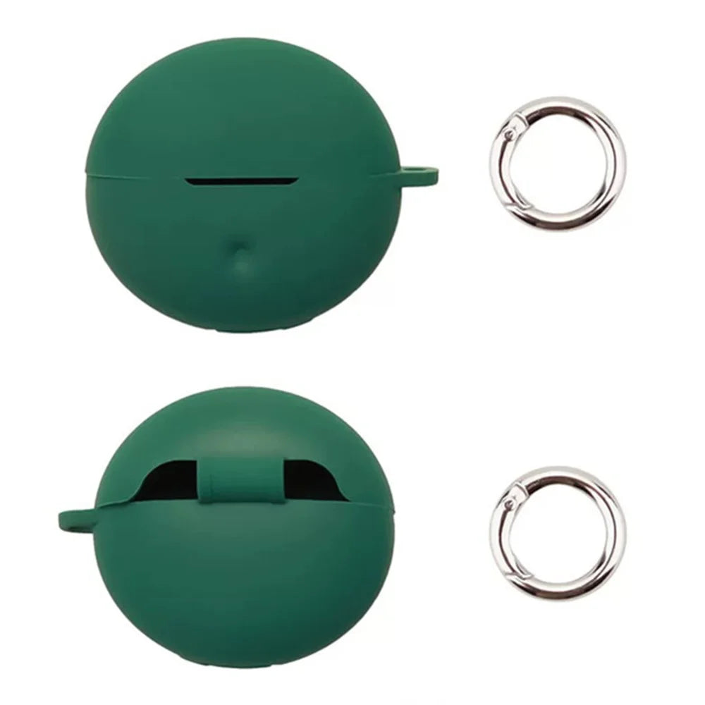 For Oppo Enco Clip2 Silicone Case Wireless Earbuds Protective Cover with Anti-Lost Buckle - Blackish Green - 2
