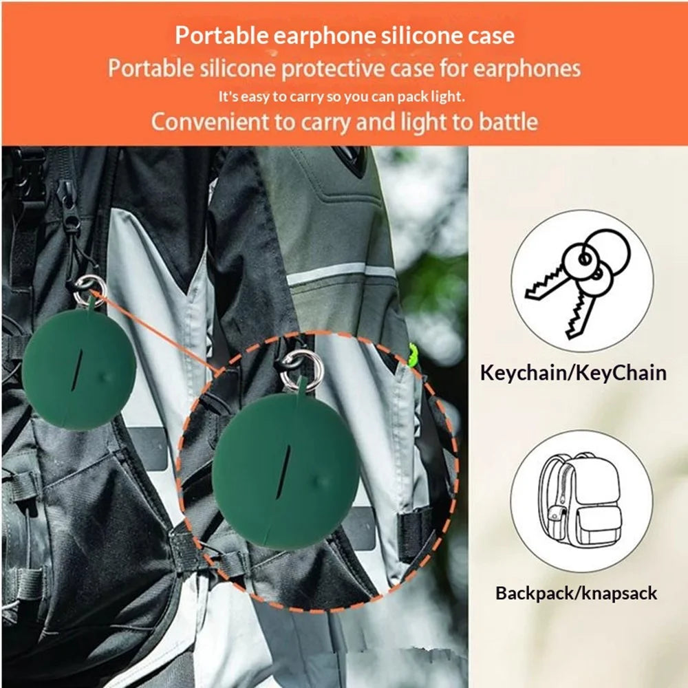 For Oppo Enco Clip2 Silicone Case Wireless Earbuds Protective Cover with Anti-Lost Buckle - Blackish Green - 7