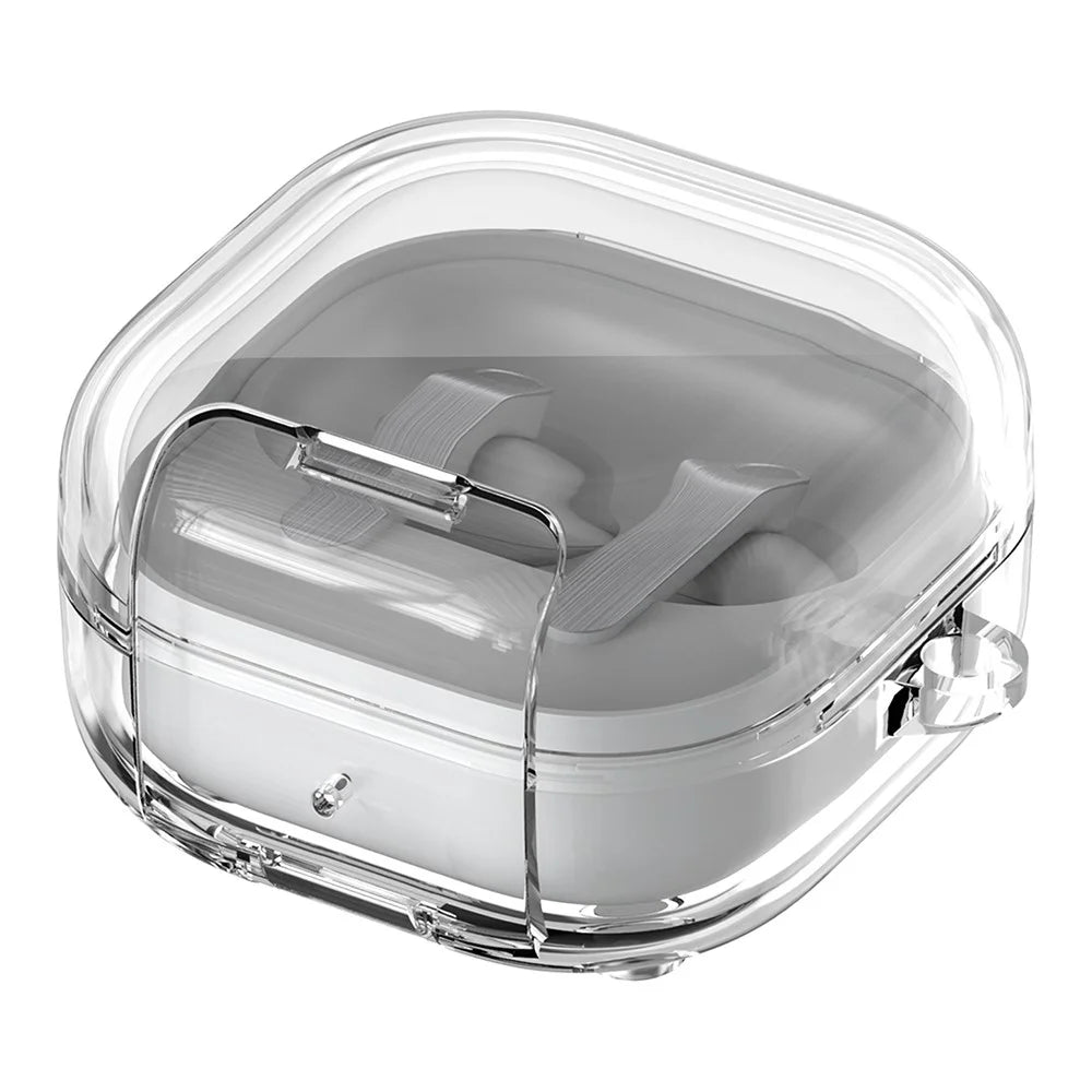 For Samsung Galaxy Buds4 Pro  /  Buds4 Protective Cover Transparent PC+TPU Case with Lock Buckle - Transparent - 1