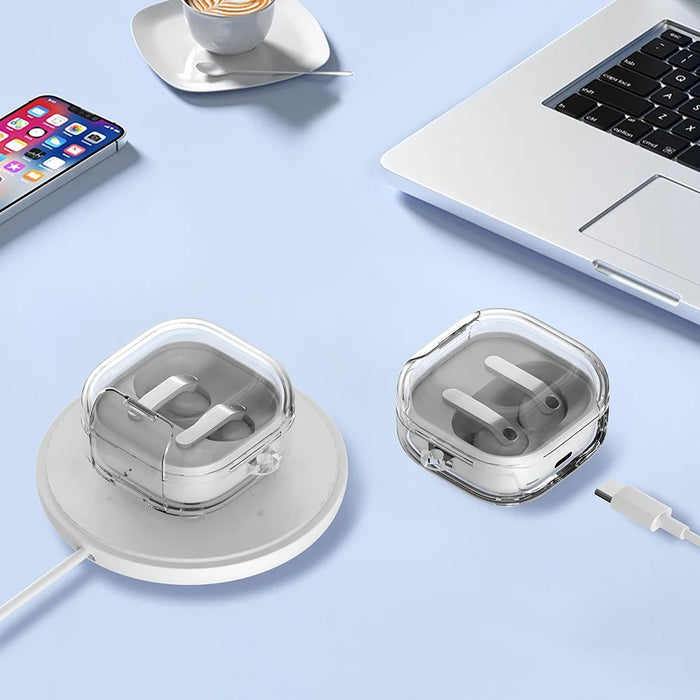For Samsung Galaxy Buds4 Pro  /  Buds4 Protective Cover Transparent PC+TPU Case with Lock Buckle - Transparent - 6
