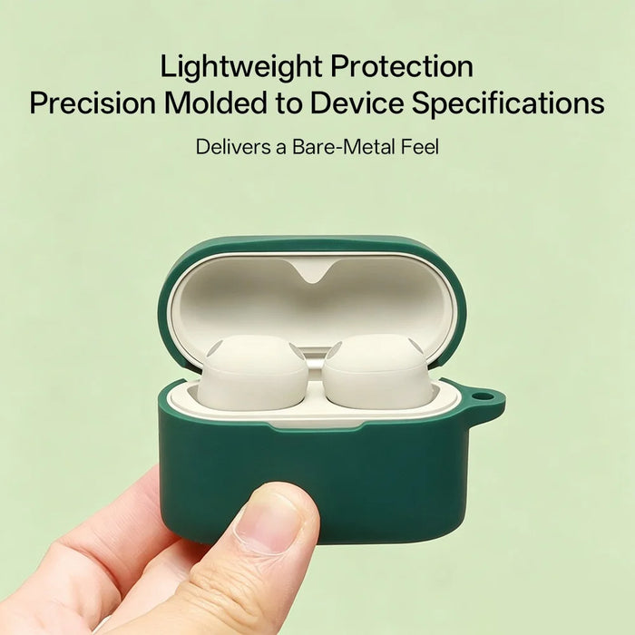 For Sony WF-1000XM6 Silicone Case Bluetooth-compatible Earphone Anti-scratch Protective Cover with Hook - Green - 3