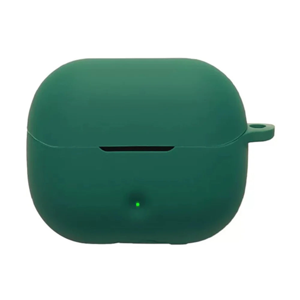 For SoundPEATS Q3 Pro Silicone Case Wireless Earbuds Protective Cover with Anti-Lost Buckle - Blackish Green - 1