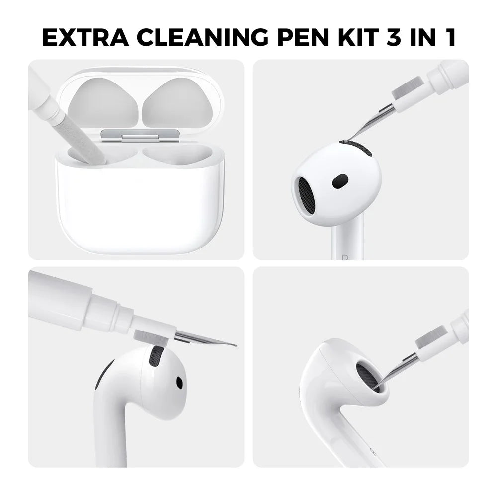 AHASTYLE JY21 For AirPods 4 Protective Case Game Console Design Split Silicone Earphone Cover with Carabiner and Cleaning Pen - Pink - 4