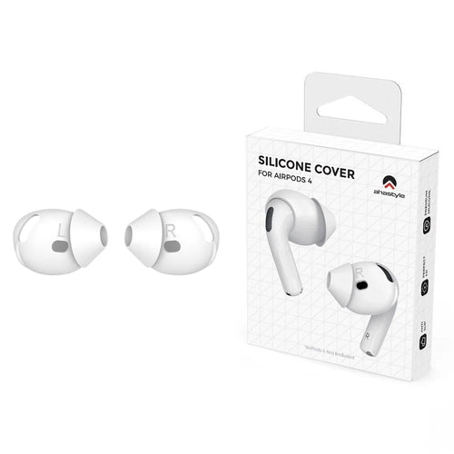 AHASTYLE PT66-4 1 Pair For AirPods 4 Silicone Ear Tips Anti-slip Noise Isolation Ear Covers - White - 1