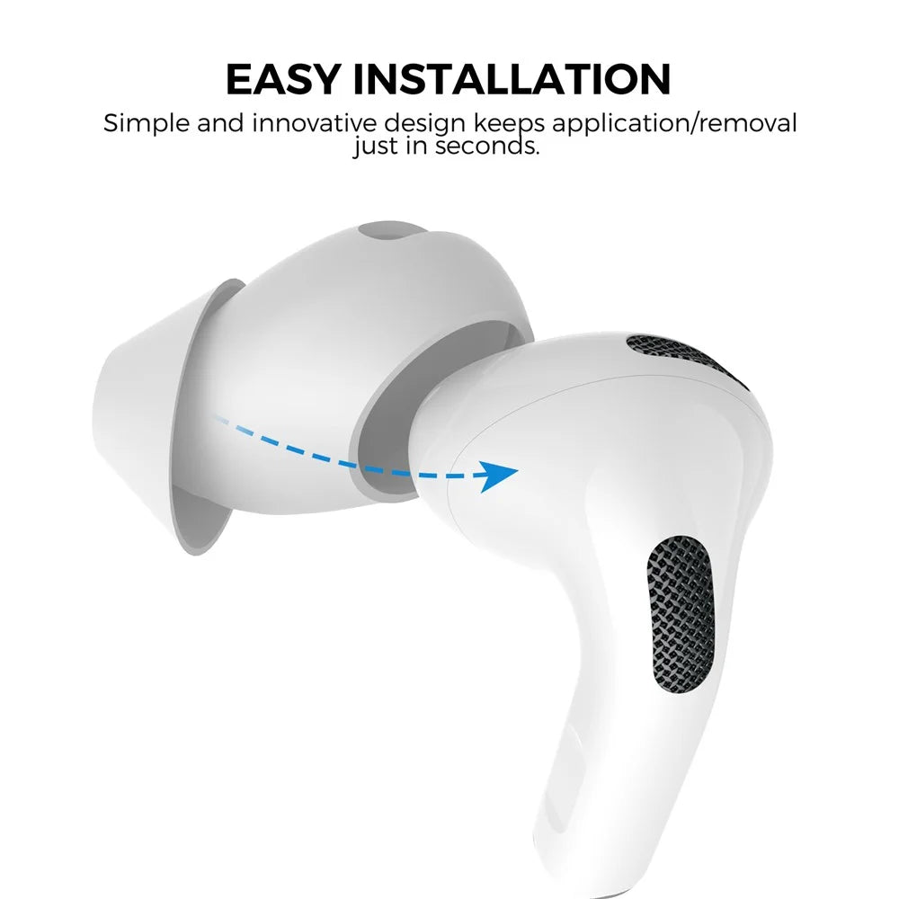AHASTYLE PT66-4 1 Pair For AirPods 4 Silicone Ear Tips Anti-slip Noise Isolation Ear Covers - White - 4