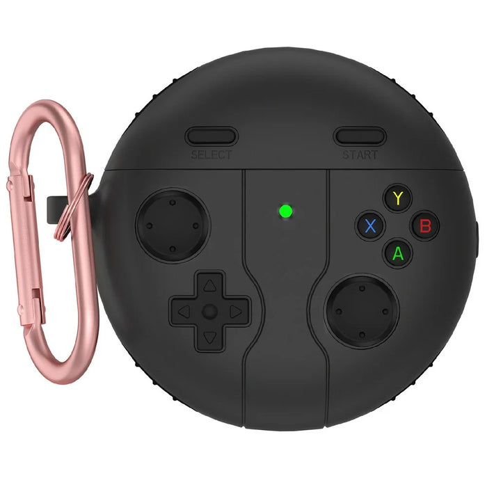 For Huawei FreeBuds 7i Protective Case Gaming Controller Design Liquid Silicone Cover with Carabiner - Dark Grey - 1