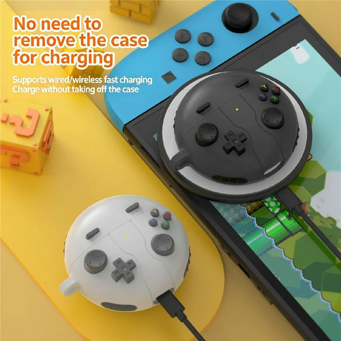 For Huawei FreeBuds 7i Protective Case Gaming Controller Design Liquid Silicone Cover with Carabiner - Dark Grey - 2