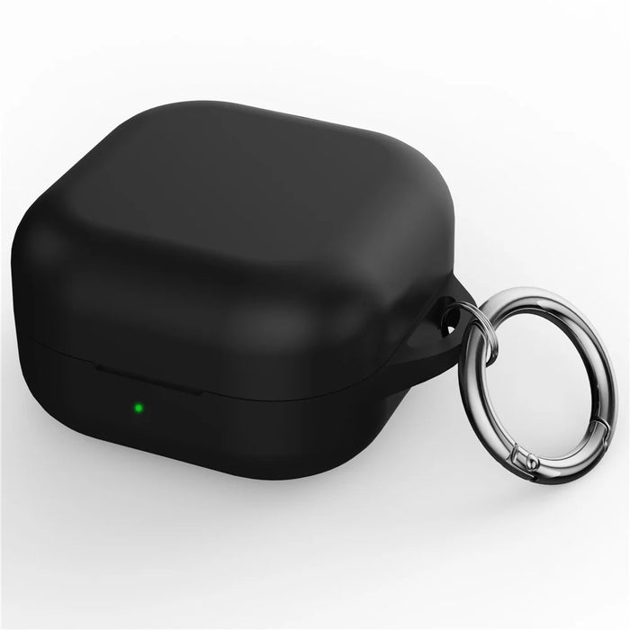For Samsung Galaxy Buds4 / Buds4 Pro Silicone Case Earphone Protective Cover with Carabiner - Black - 1