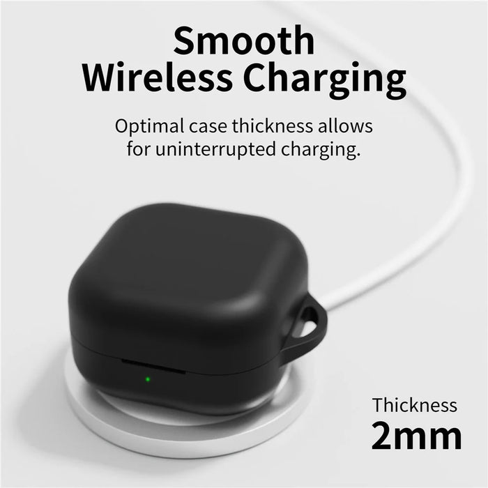 For Samsung Galaxy Buds4 / Buds4 Pro Silicone Case Earphone Protective Cover with Carabiner - Black - 2