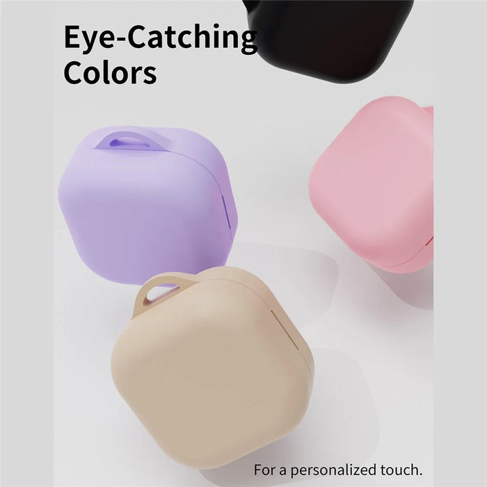 For Samsung Galaxy Buds4 / Buds4 Pro Silicone Case Earphone Protective Cover with Carabiner - Black - 3