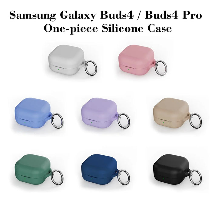 For Samsung Galaxy Buds4 / Buds4 Pro Silicone Case Earphone Protective Cover with Carabiner - Black - 4