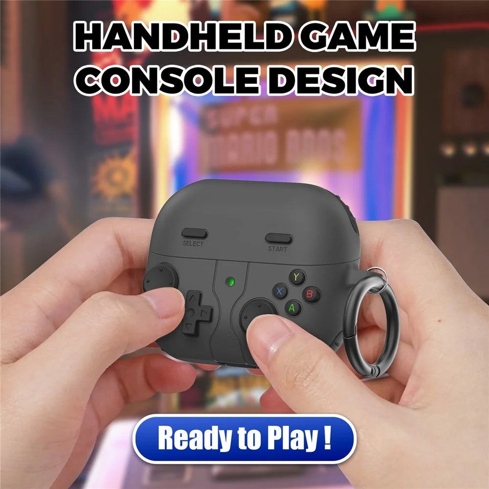 AHASTYLE WG170 Protective Case for Samsung Galaxy Buds3  /  Buds3 Pro / Buds3 FE Gamepad Style Silicone Cover with Cleaning Pen Kit - Black - 4