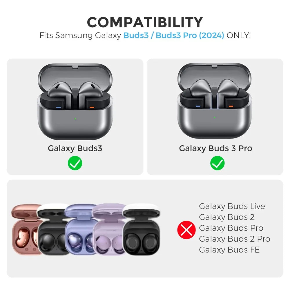 AHASTYLE WG170 Protective Case for Samsung Galaxy Buds3  /  Buds3 Pro / Buds3 FE Gamepad Style Silicone Cover with Cleaning Pen Kit - Black - 7