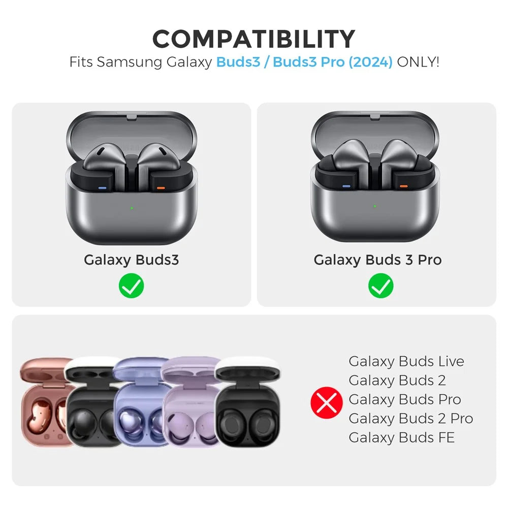 AHASTYLE WG171 TPU Case for Samsung Galaxy Buds3  /  Buds3 Pro / Buds3 FE Secure Lock Protective Cover with Cleaning Pen - Black - 7