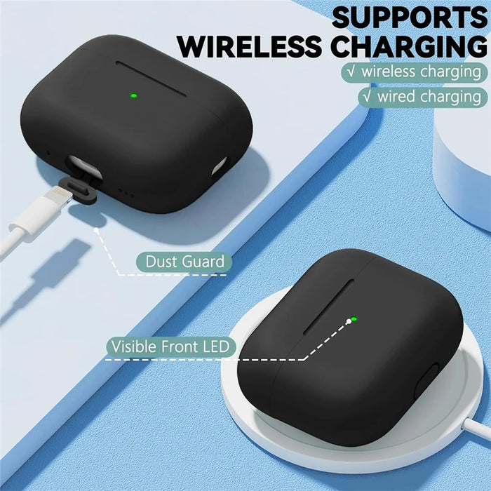 For AirPods Pro 2 Full Protection Silicone Case with Lanyard Drop-proof Protective Cover - Black - 4