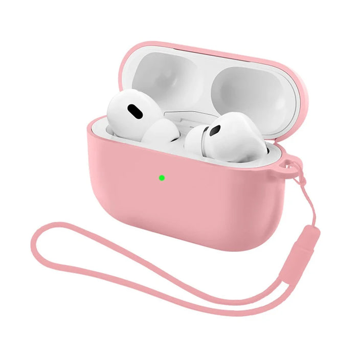 Silicone Case for AirPods Pro 3 Shockproof Protective Cover with Anti-Lost Strap - Pink - 1