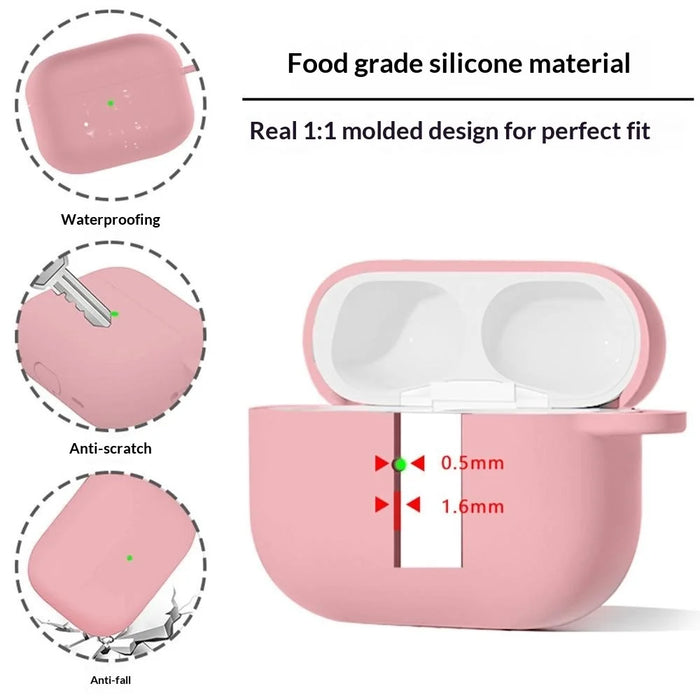 Silicone Case for AirPods Pro 3 Shockproof Protective Cover with Anti-Lost Strap - Pink - 3