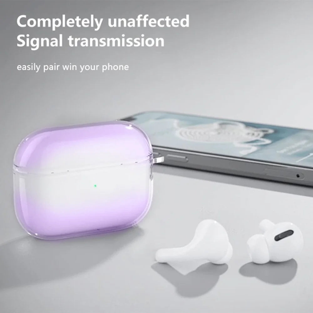 Clear TPU Case for AirPods Pro 3 Shockproof Earphone Cover with Keychain Hook + Cleaning Brush Set - Transparent Purple - 6
