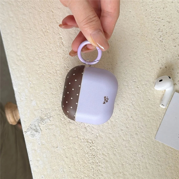 For AirPods 4 Polka Dot Case Shockproof Shell TPU Protective Cover with Carabiner Clip - 6