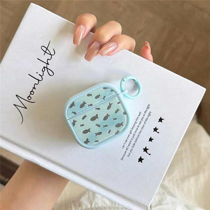Sparkle Fish Pattern Case for AirPods 4 Soft TPU Protective Cover with Buckle Carabiner Clip - 5