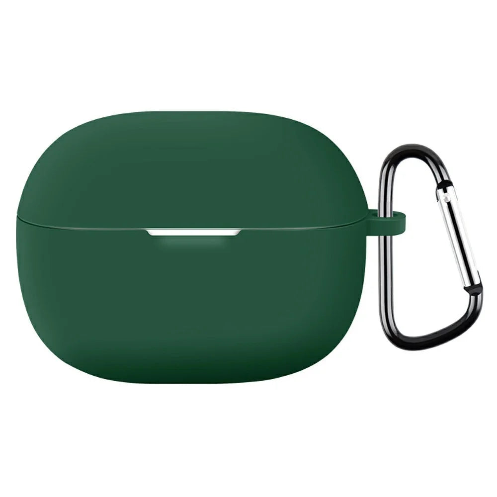 For Xiaomi Redmi Buds 8 Silicone Case Earphones Anti-scratch Protective Cover with Clip Hook - Blackish Green - 1