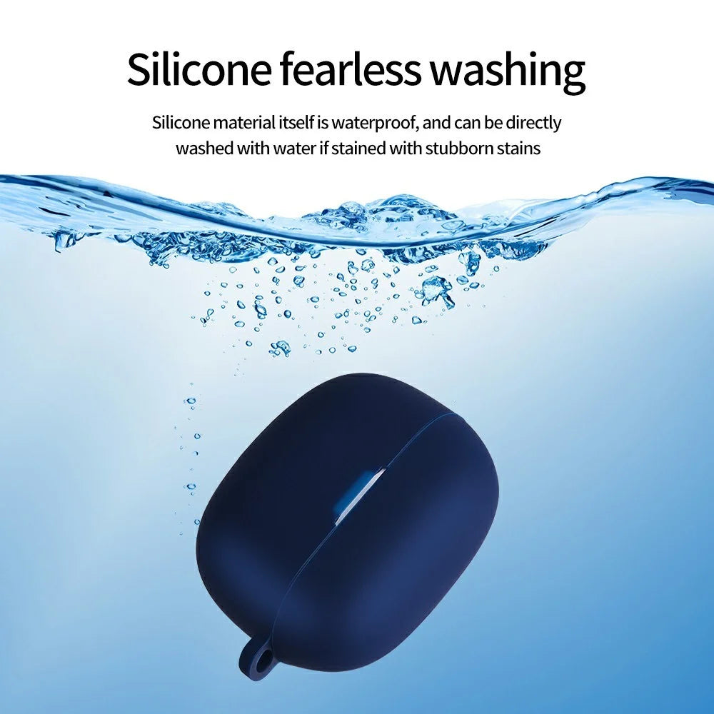 For Xiaomi Redmi Buds 8 Silicone Case Earphones Anti-scratch Protective Cover with Clip Hook - Blackish Green - 3