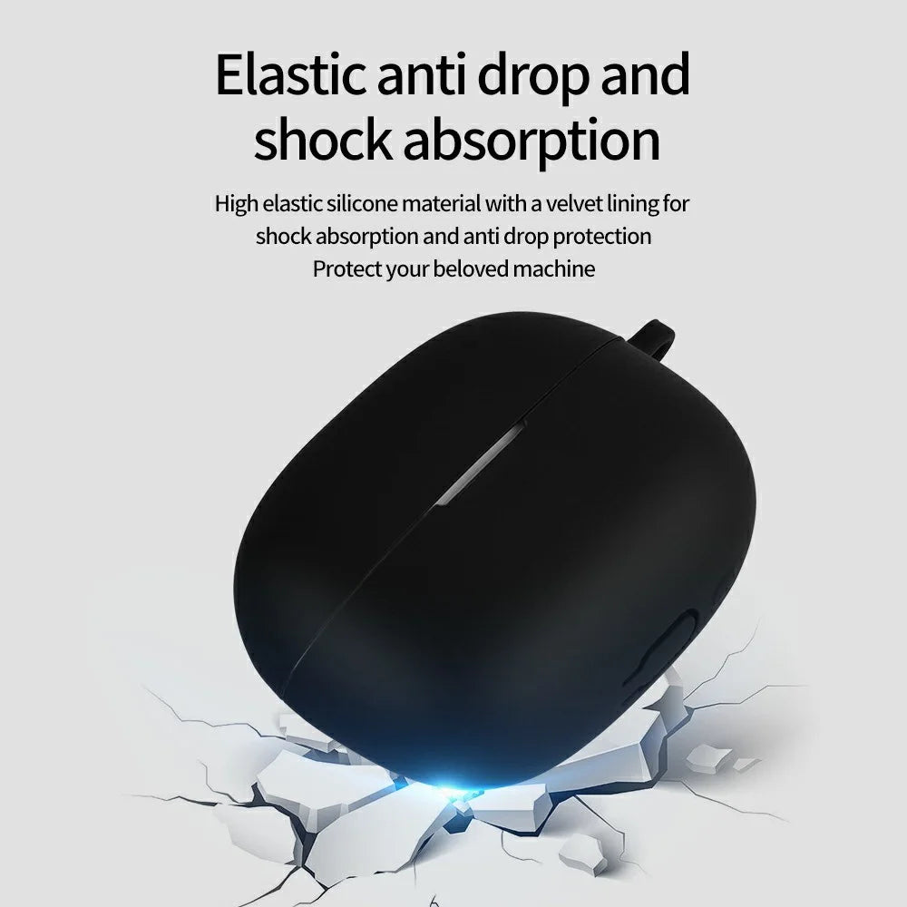For Xiaomi Redmi Buds 8 Silicone Case Earphones Anti-scratch Protective Cover with Clip Hook - Blackish Green - 5