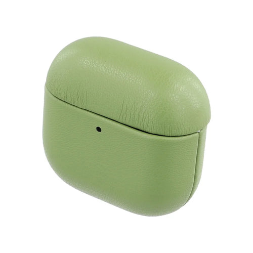 For AirPods 4 Case GRS Certified Bio-based Leather Eco-Friendly Earphone Protective Cover - Blackish Green - 1