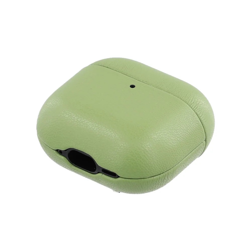 For AirPods 4 Case GRS Certified Bio-based Leather Eco-Friendly Earphone Protective Cover - Blackish Green - 2