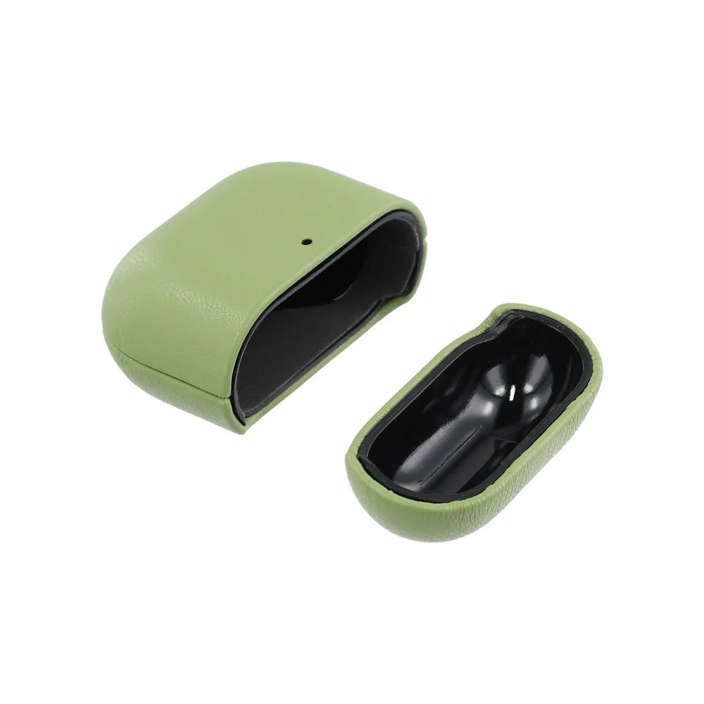 For AirPods 4 Case GRS Certified Bio-based Leather Eco-Friendly Earphone Protective Cover - Blackish Green - 3
