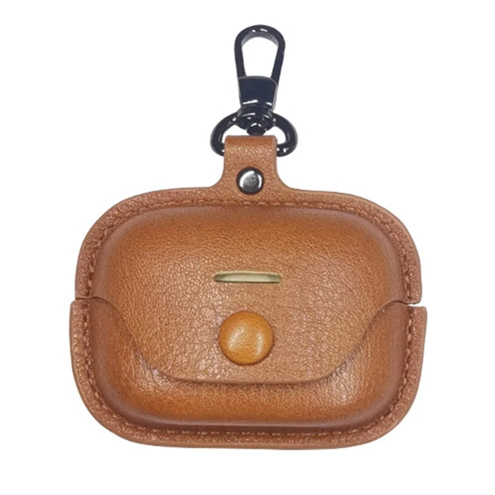 PU Leather Case for Sony LinkBuds S Bluetooth-compatible Earbuds Button Fastener Protective Cover with Hook - Coffee - 1