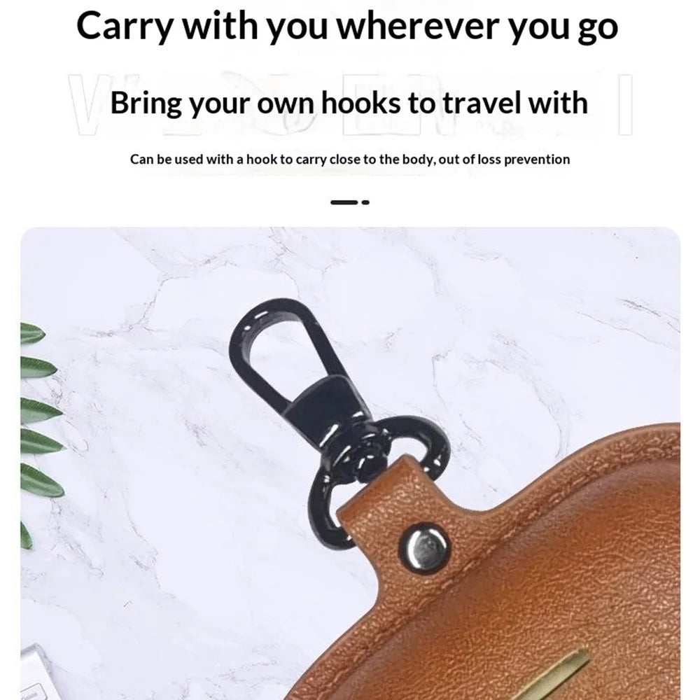 PU Leather Case for Sony LinkBuds S Bluetooth-compatible Earbuds Button Fastener Protective Cover with Hook - Coffee - 2