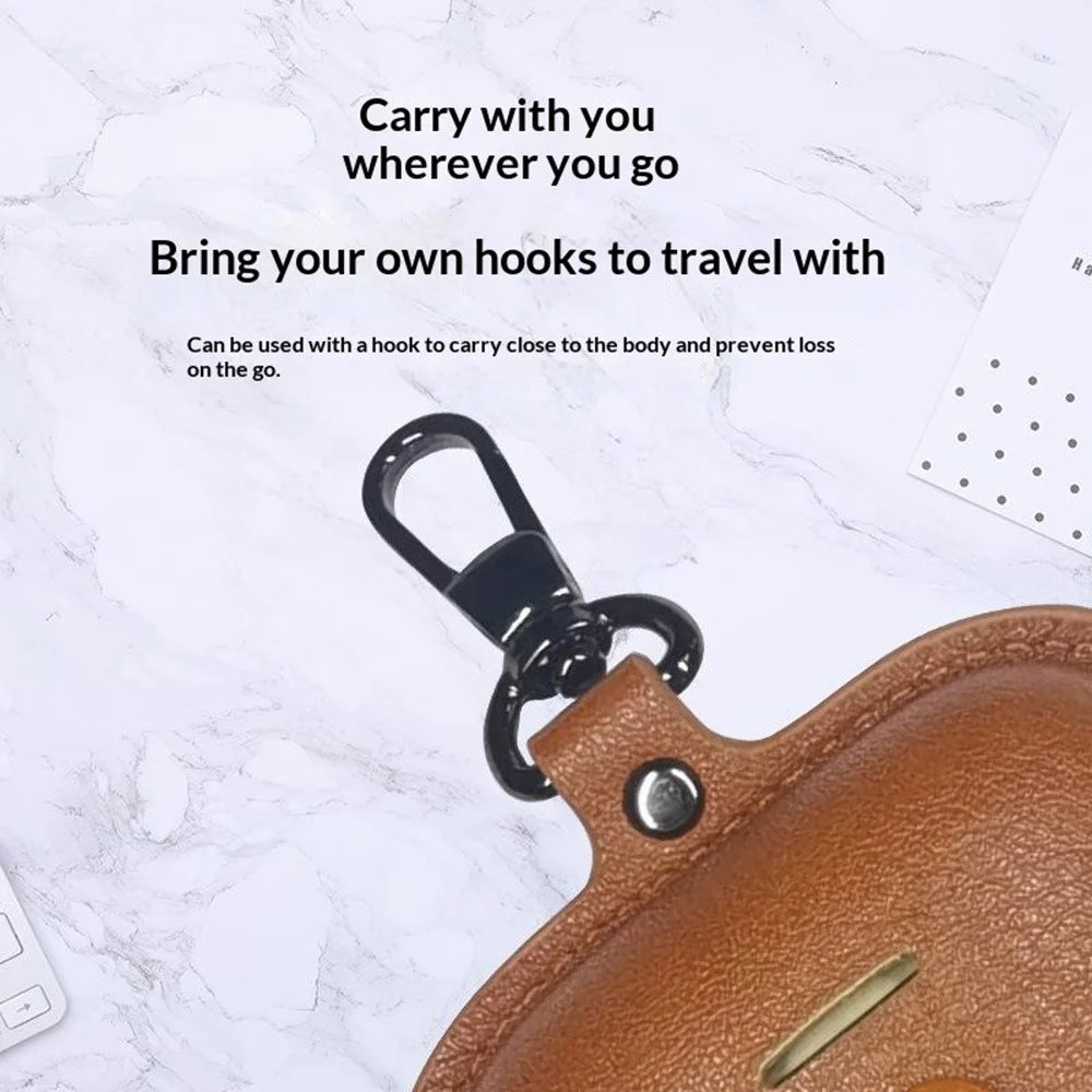 PU Leather Case for Sony LinkBuds S Bluetooth-compatible Earbuds Button Fastener Protective Cover with Hook - Coffee - 4