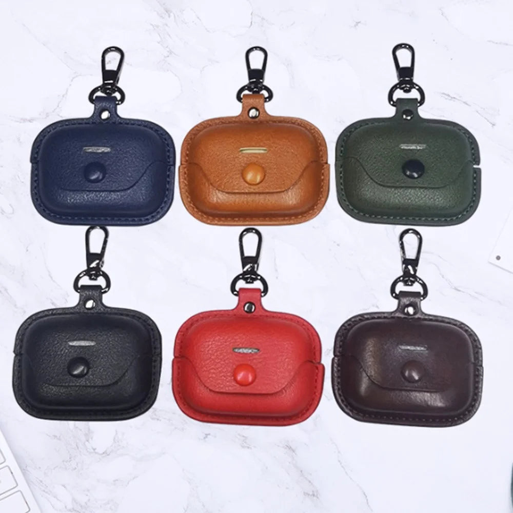 PU Leather Case for Sony LinkBuds S Bluetooth-compatible Earbuds Button Fastener Protective Cover with Hook - Coffee - 6