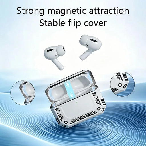 For Apple AirPods Pro / AirPods Pro 2 Case Magnetic PC + TPU Shockproof Protection Earphone Cover with Keychain - Silver - 2